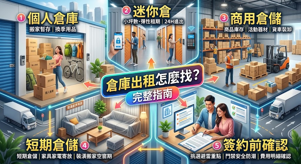 倉庫出租怎麼找？個人倉庫、迷你倉與短期倉儲選擇完整指南